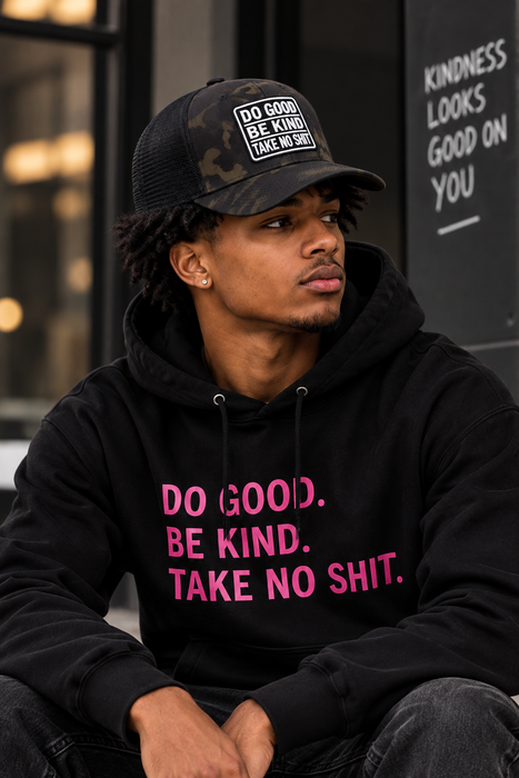 Multicam Retro Trucker Cap Do good be kind take no shit