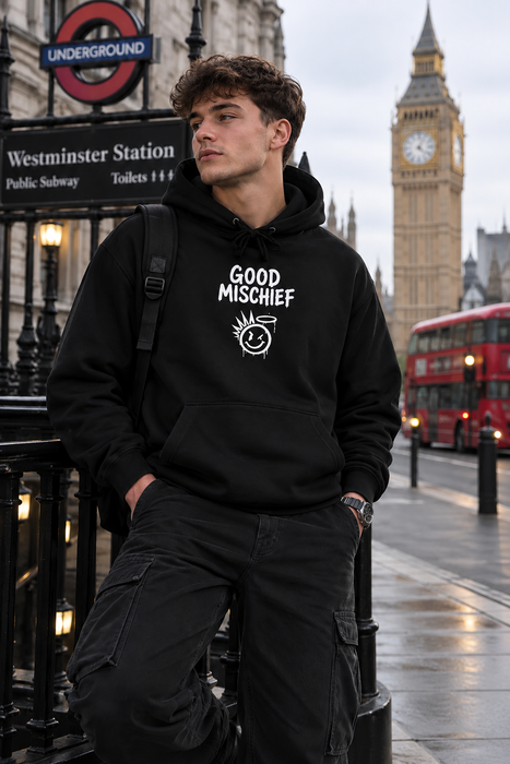 Good Mischief Hoodie — Funny Graphic Pullover for Pranksters