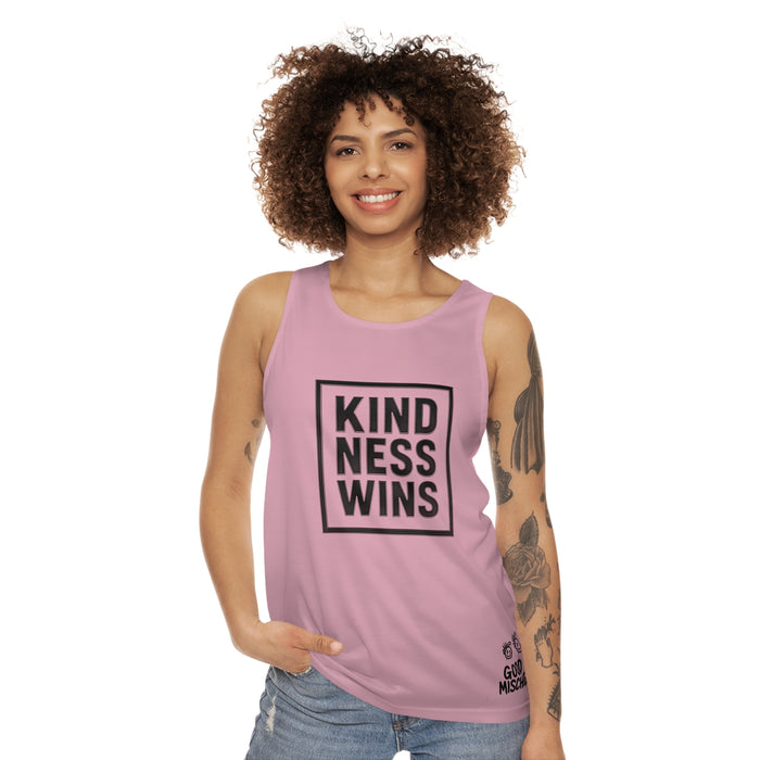Kindness Wins Tank Top — Positive Message Pink Graphic Tank