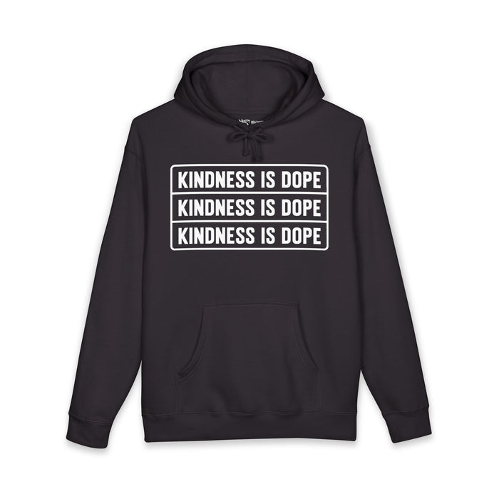 Kindness Is Dope Hoodie — Bold Repeated Typography Hooded Sweatshirt
