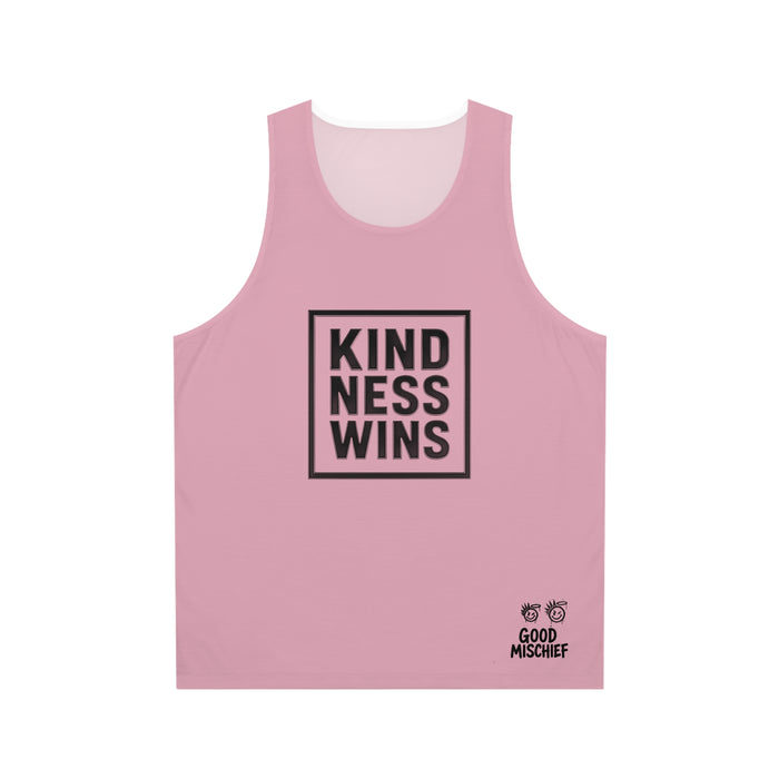 Kindness Wins Tank Top — Positive Message Pink Graphic Tank